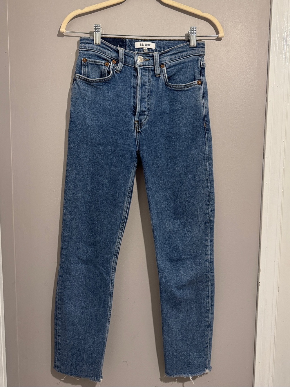 Re/Done 90’s High Rise Ankle Crop Blue Jeans Sz 25